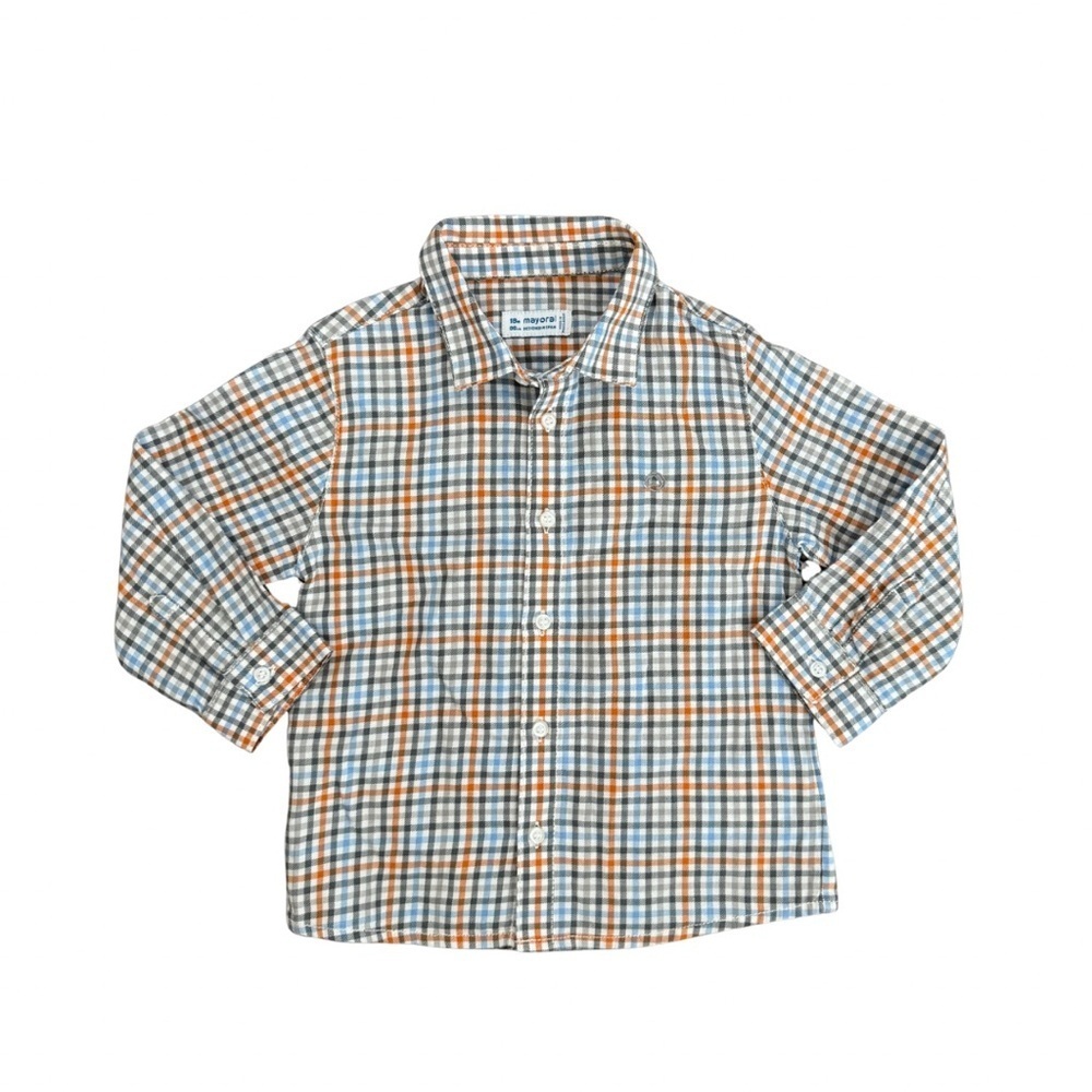 Mayoral Baby Boy Long Sleeve Plaid Button Down Shirt | Size 18M